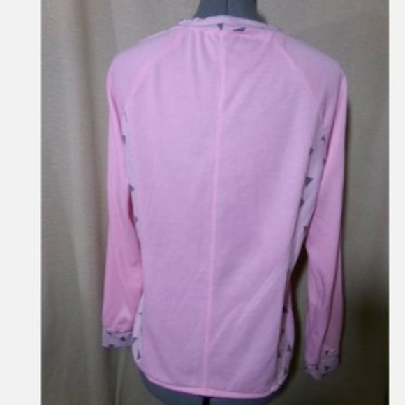 Triangle graphic print Fleece Sweatshirt S Pink Gray crew neck Soft lightweight - Picture 11 of 11